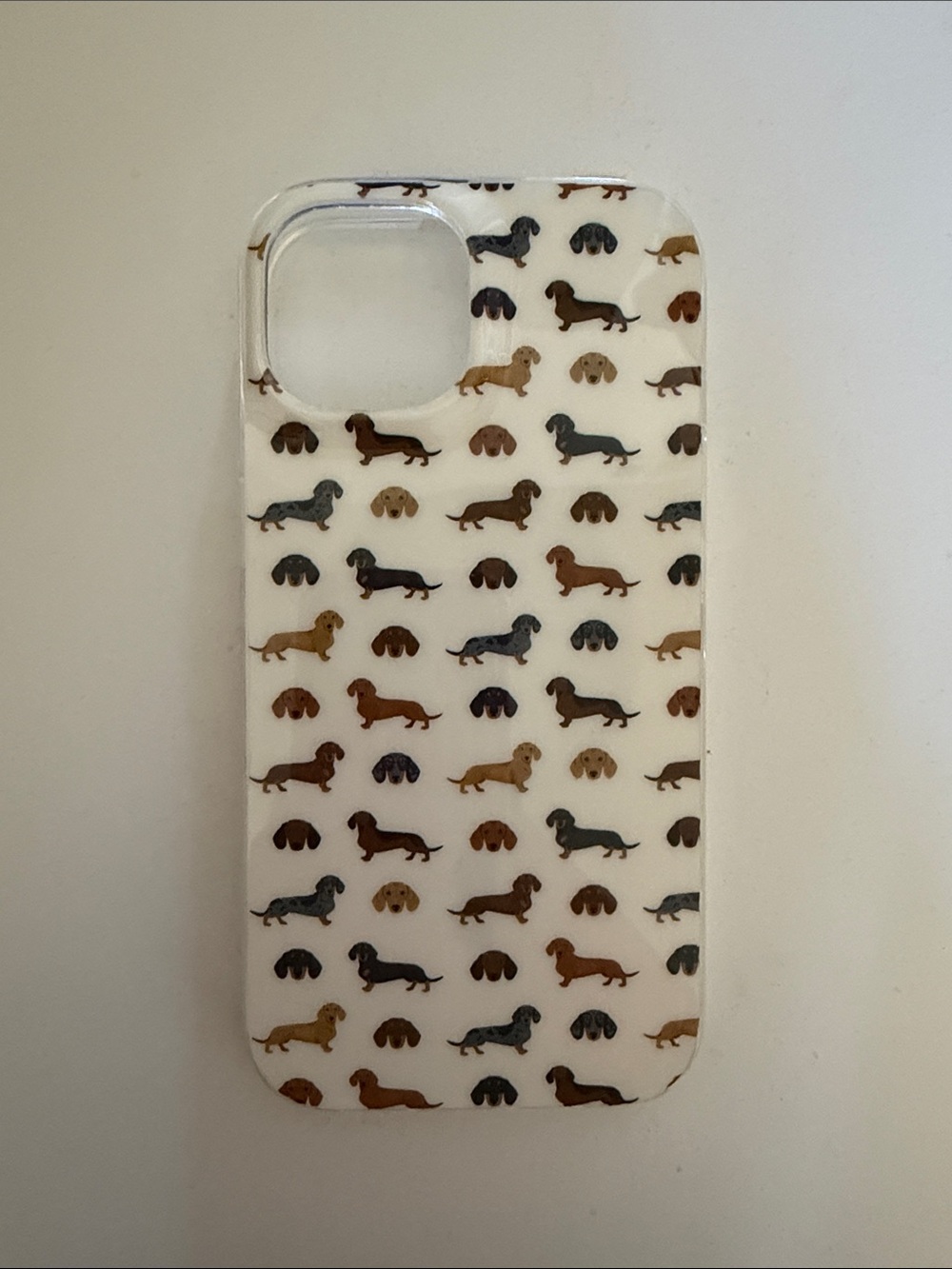 White Dachshund Pattern Phone Case - iPhone 14